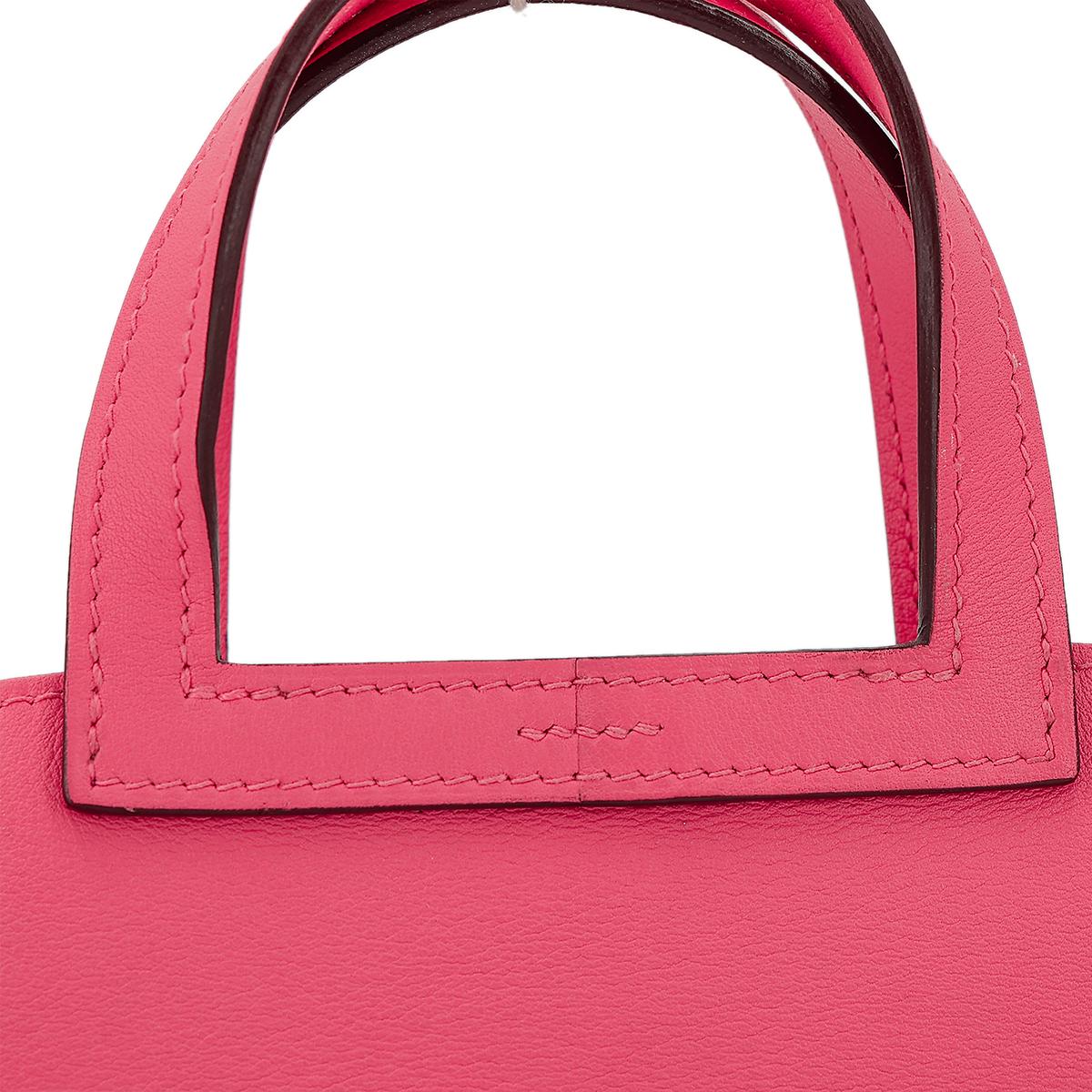 HERMÈS Halzan Mini shoulder bag in Rose Azalee Swift leather with Palladium hardware - 10