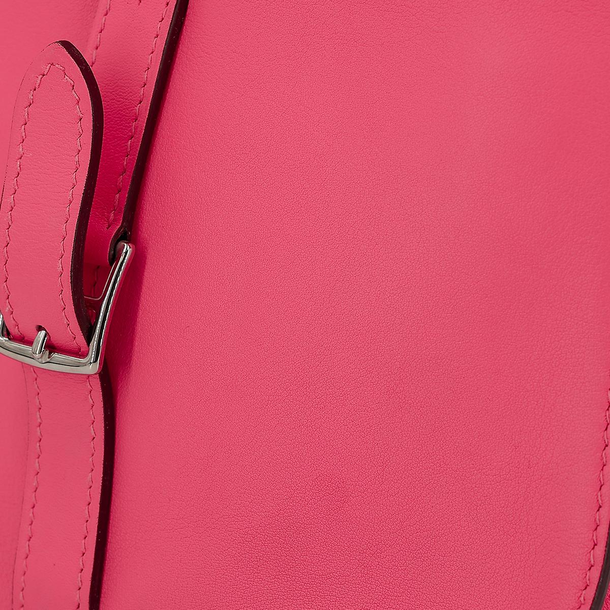 HERMÈS Halzan Mini shoulder bag in Rose Azalee Swift leather with Palladium hardware - 18