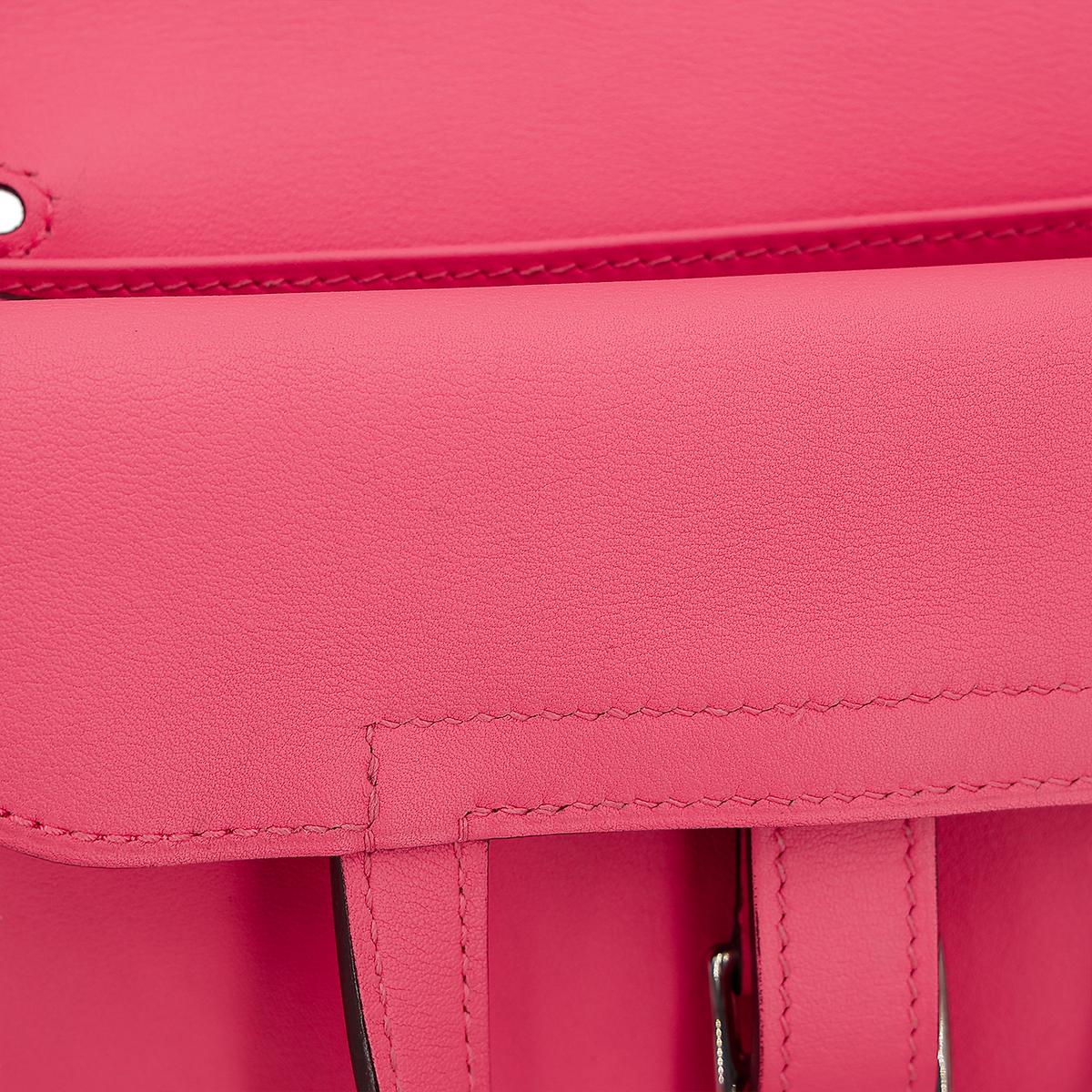 HERMÈS Halzan Mini shoulder bag in Rose Azalee Swift leather with Palladium hardware - 19