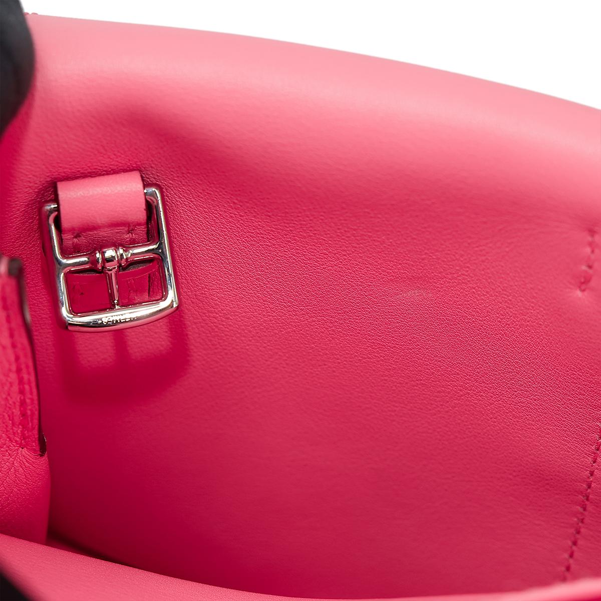 HERMÈS Halzan Mini shoulder bag in Rose Azalee Swift leather with Palladium hardware - 22