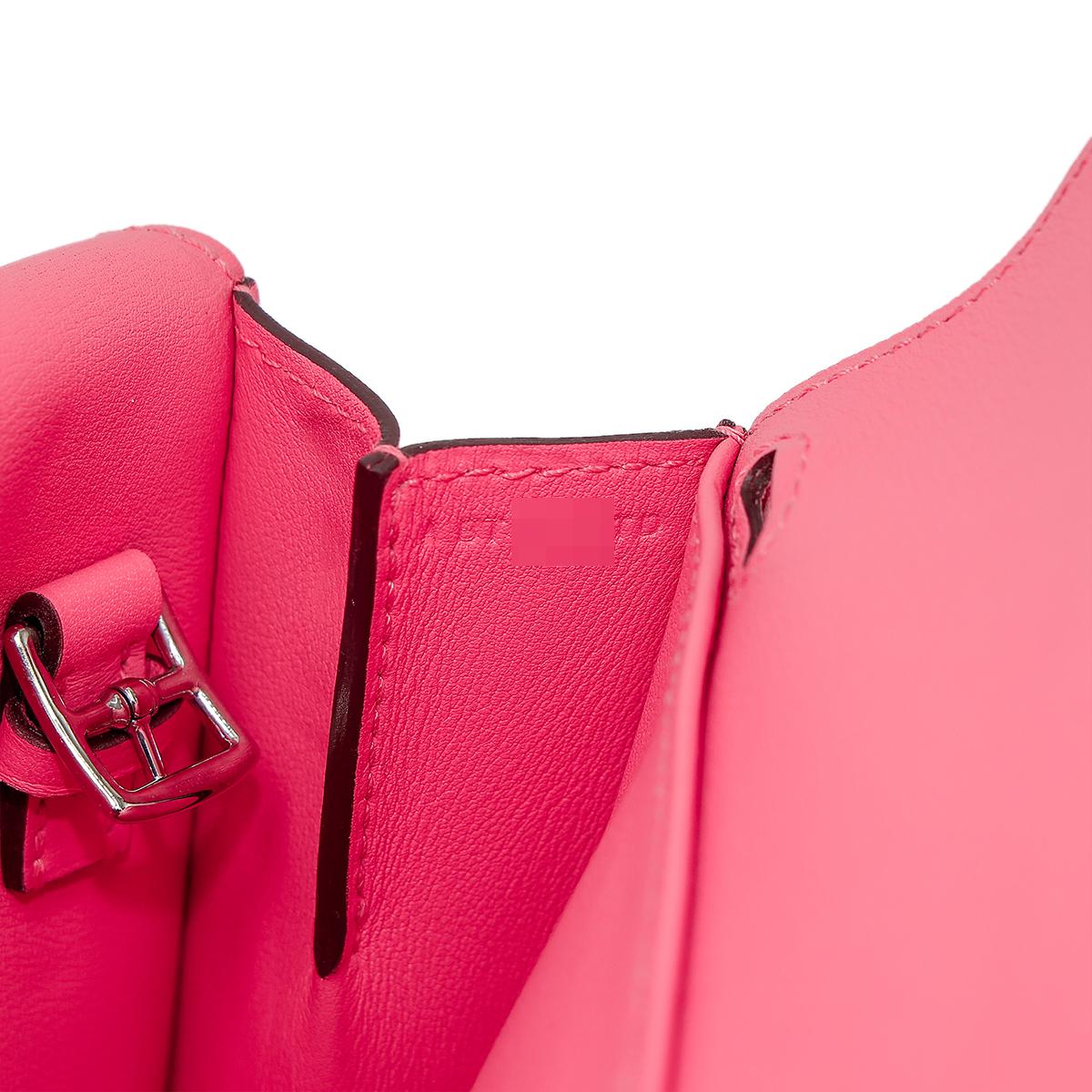 HERMÈS Halzan Mini shoulder bag in Rose Azalee Swift leather with Palladium hardware - 23