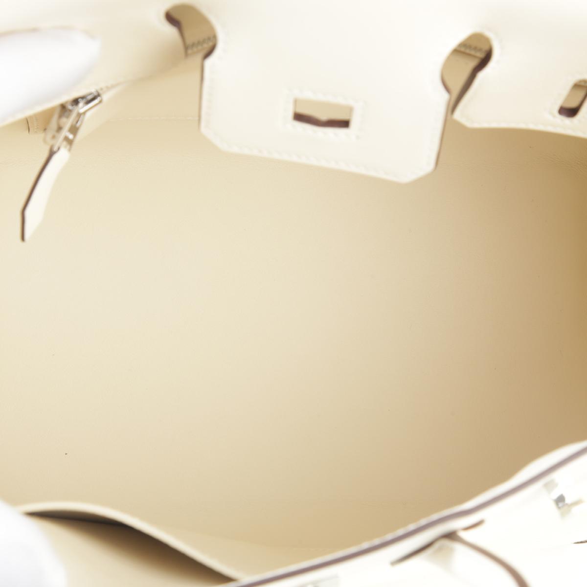 HERMÈS Birkin 25 handbag in Nata and Jaune Poussin Canvas and Swift leather with Palladium hardware - 14