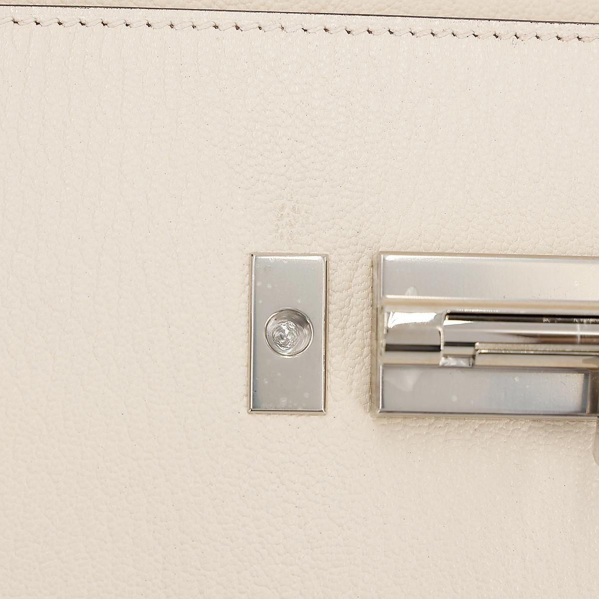 HERMÈS Verrou Mini shoulder bag in Nata Chevre leather with Palladium hardware - 15