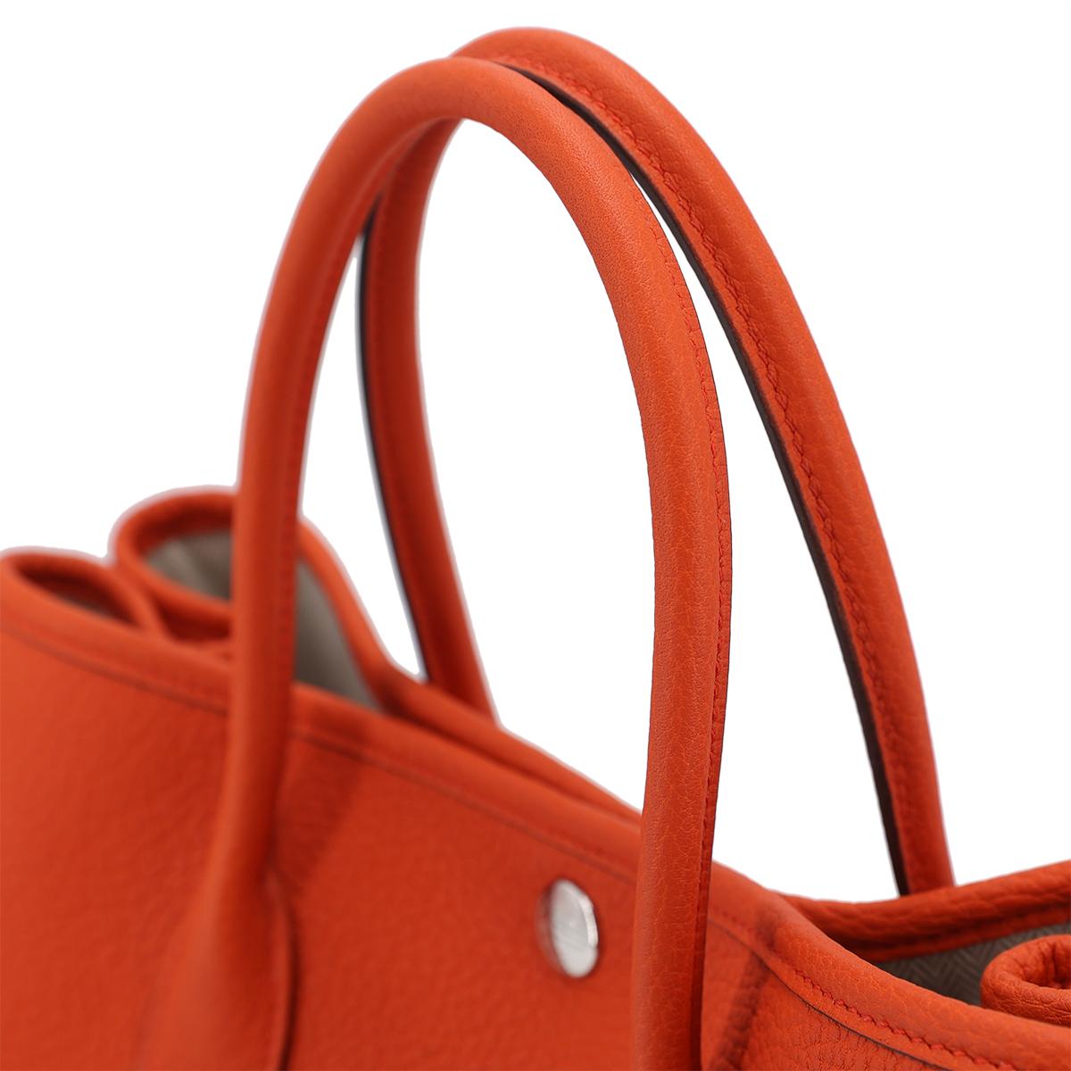 HERMÈS Garden Party 30 handbag in Capucine Negonda leather with Palladium hardware - 6