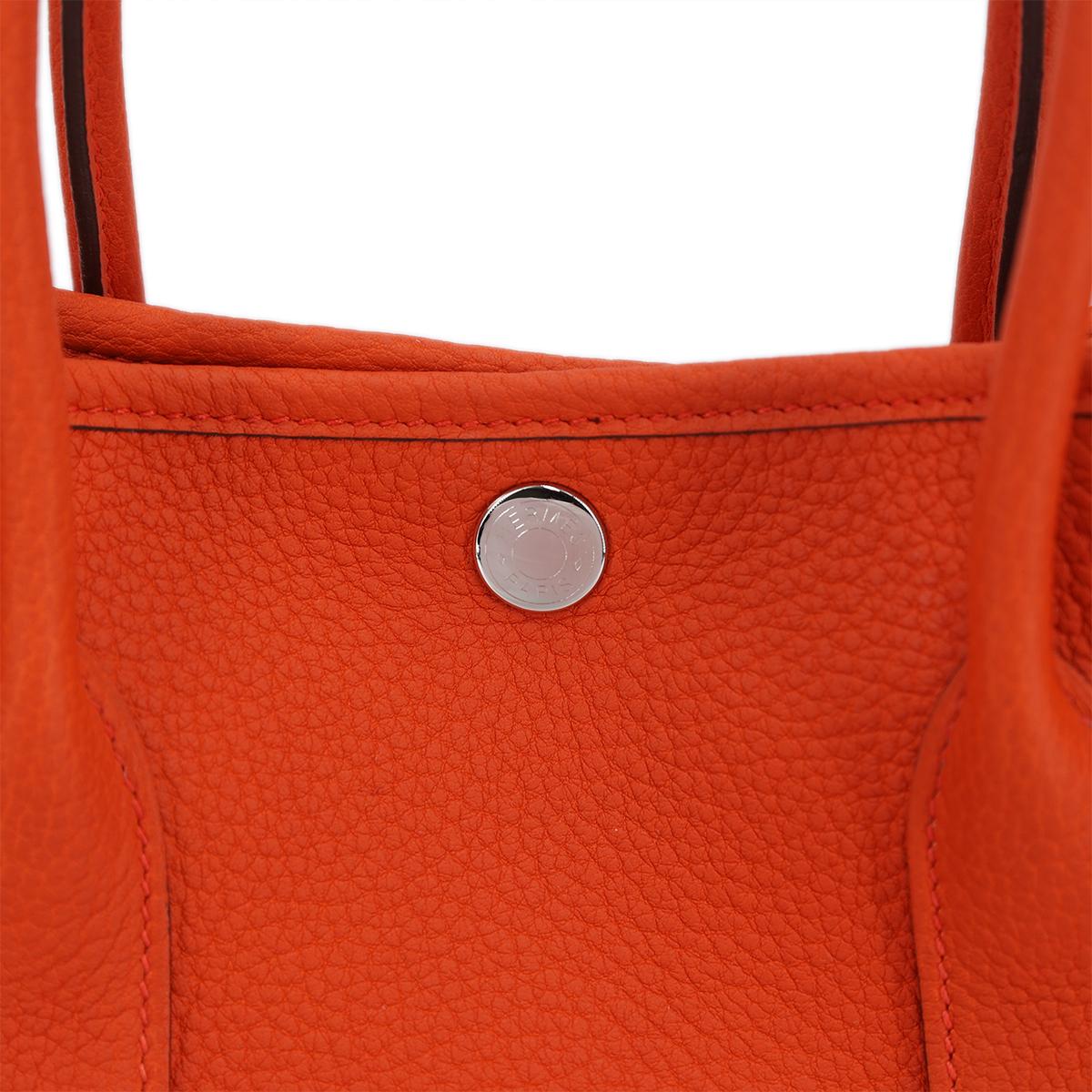 HERMÈS Garden Party 30 handbag in Capucine Negonda leather with Palladium hardware - 12