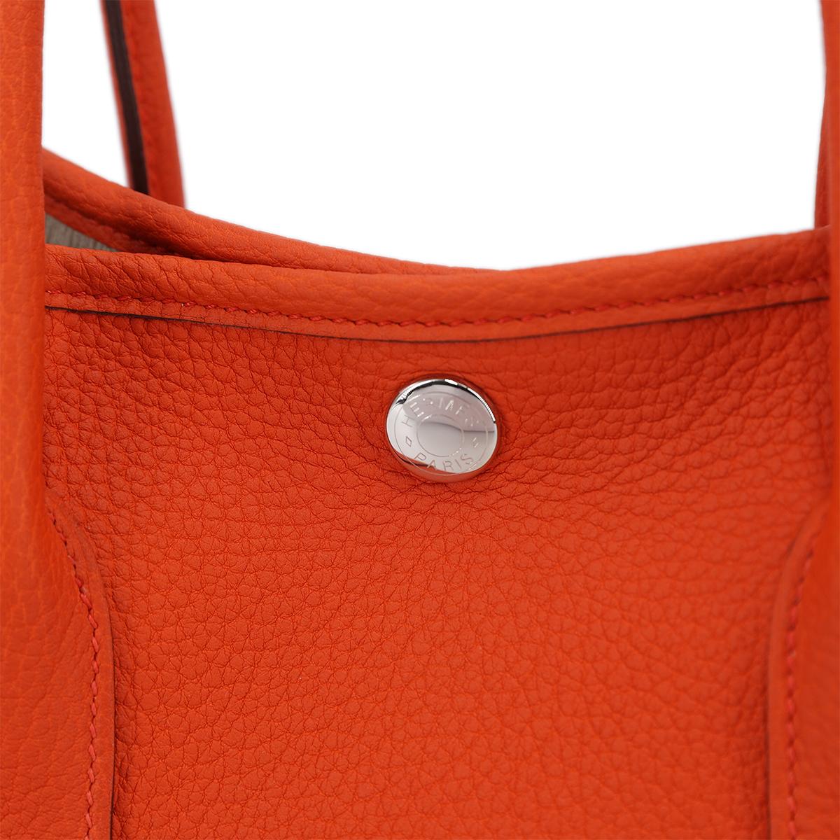 HERMÈS Garden Party 30 handbag in Capucine Negonda leather with Palladium hardware - 13