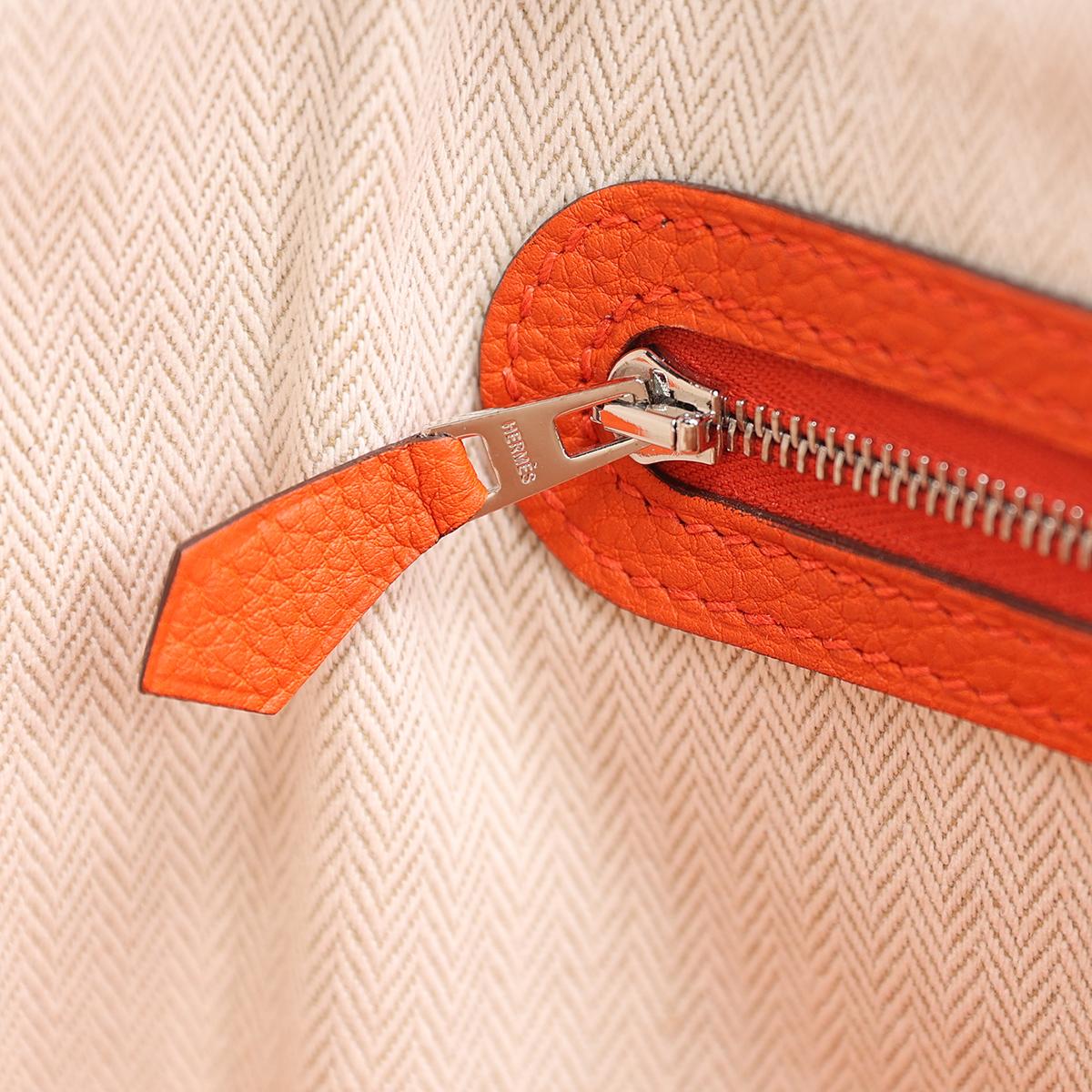 HERMÈS Garden Party 30 handbag in Capucine Negonda leather with Palladium hardware - 15