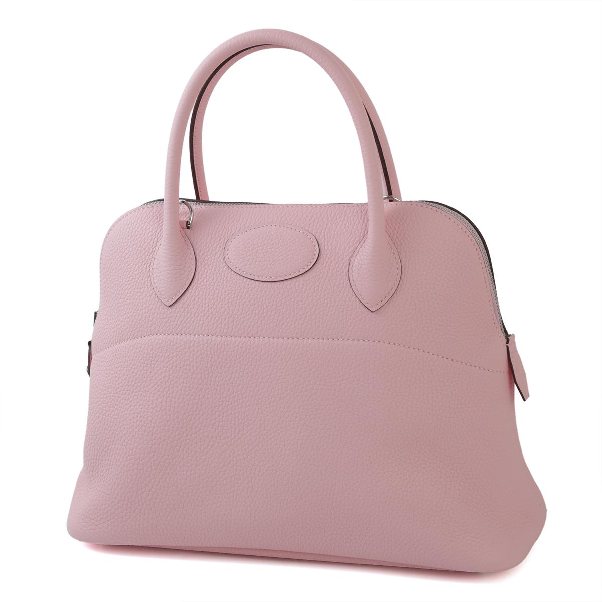 HERMÈS Bolide 31 handbag in Rose Sakura Clemence leather with Palladium hardware - 2