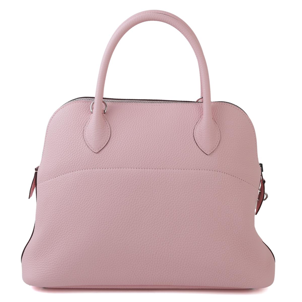 HERMÈS Bolide 31 handbag in Rose Sakura Clemence leather with Palladium hardware - 3