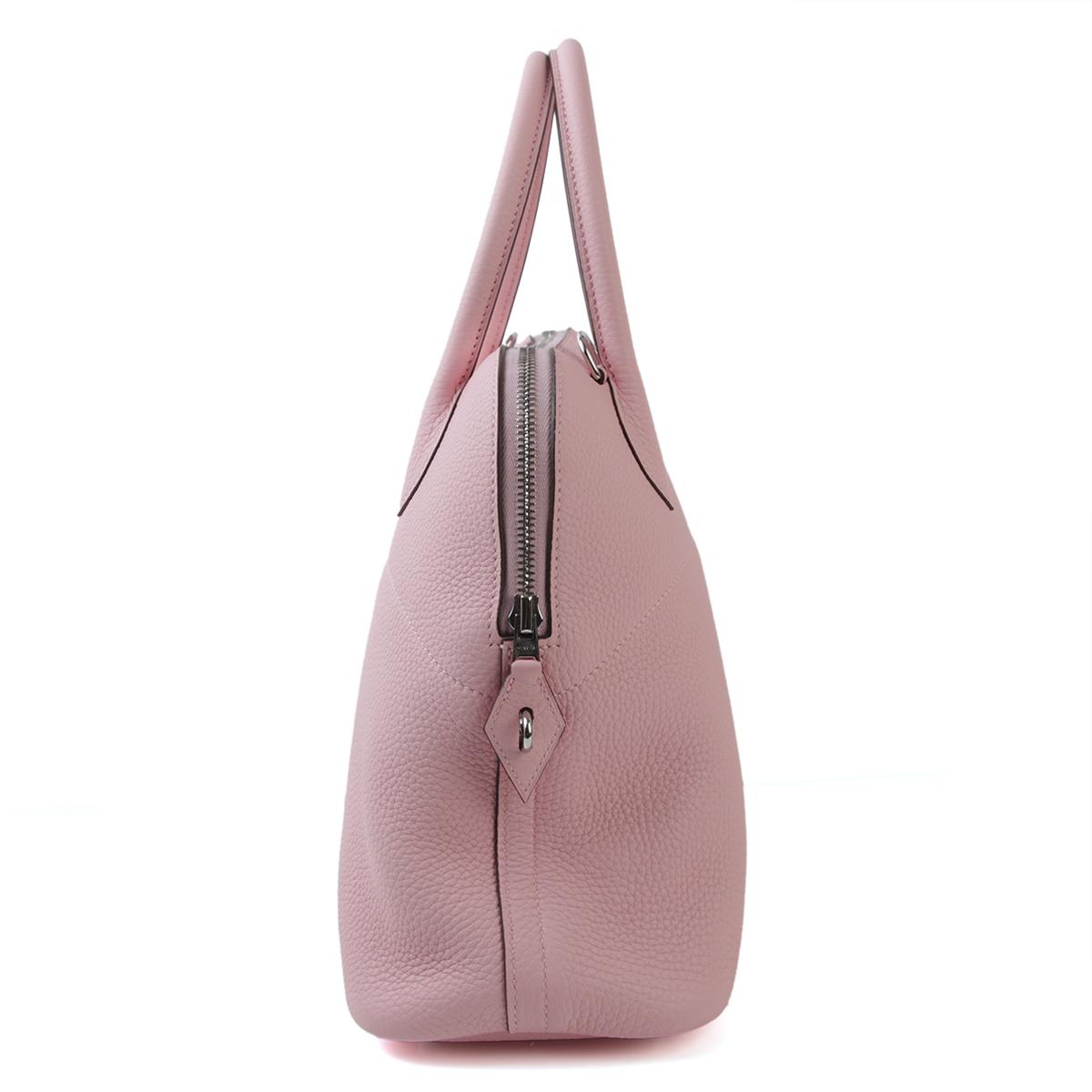 HERMÈS Bolide 31 handbag in Rose Sakura Clemence leather with Palladium hardware - 4
