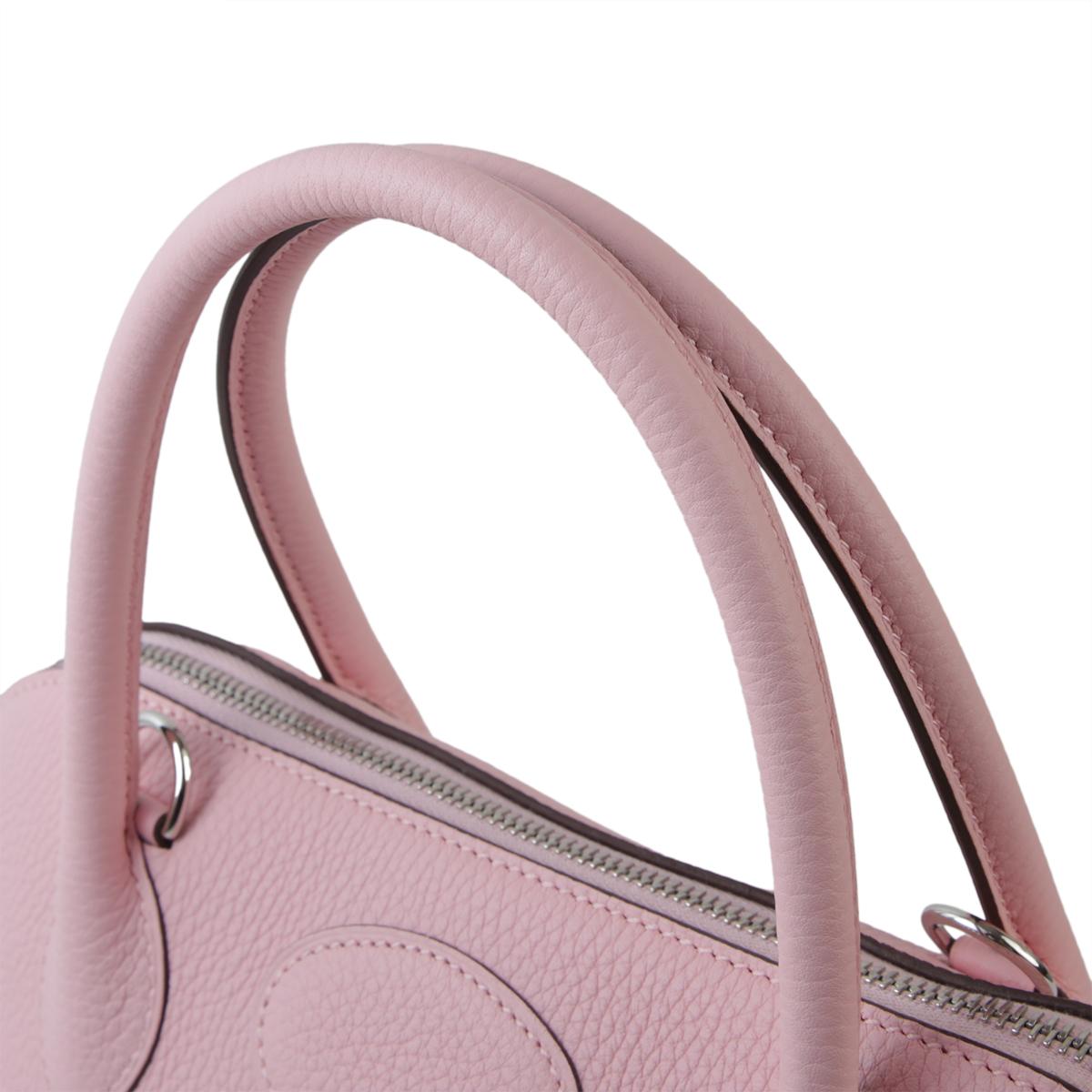 HERMÈS Bolide 31 handbag in Rose Sakura Clemence leather with Palladium hardware - 6