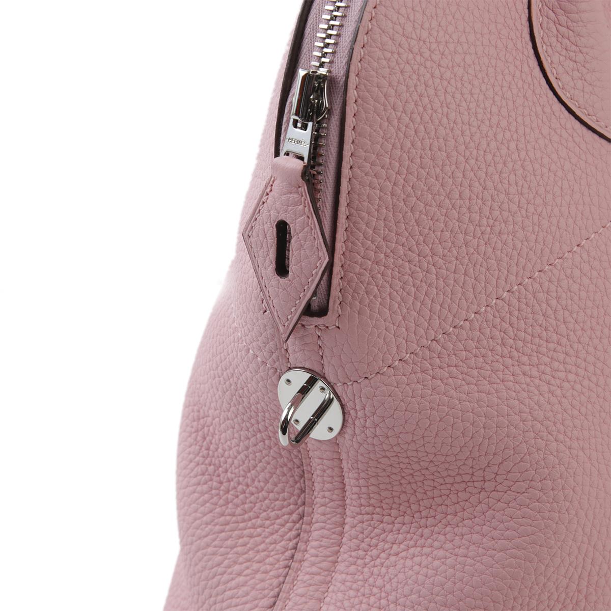 HERMÈS Bolide 31 handbag in Rose Sakura Clemence leather with Palladium hardware - 12
