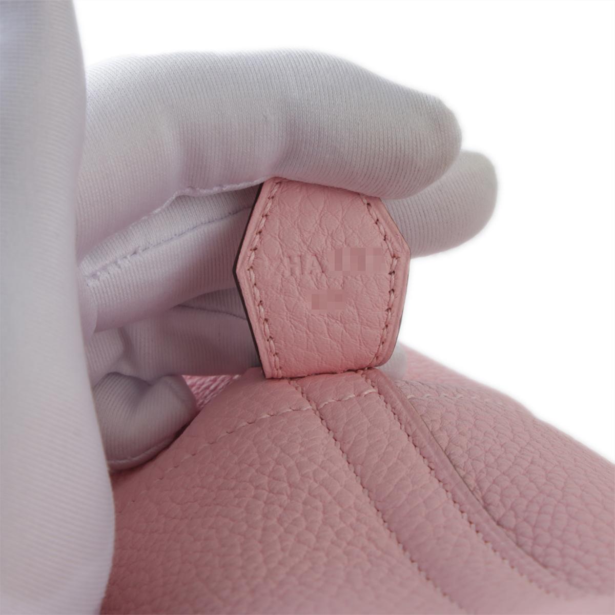 HERMÈS Bolide 31 handbag in Rose Sakura Clemence leather with Palladium hardware - 13