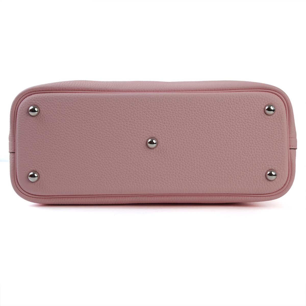 HERMÈS Bolide 31 handbag in Rose Sakura Clemence leather with Palladium hardware - 7