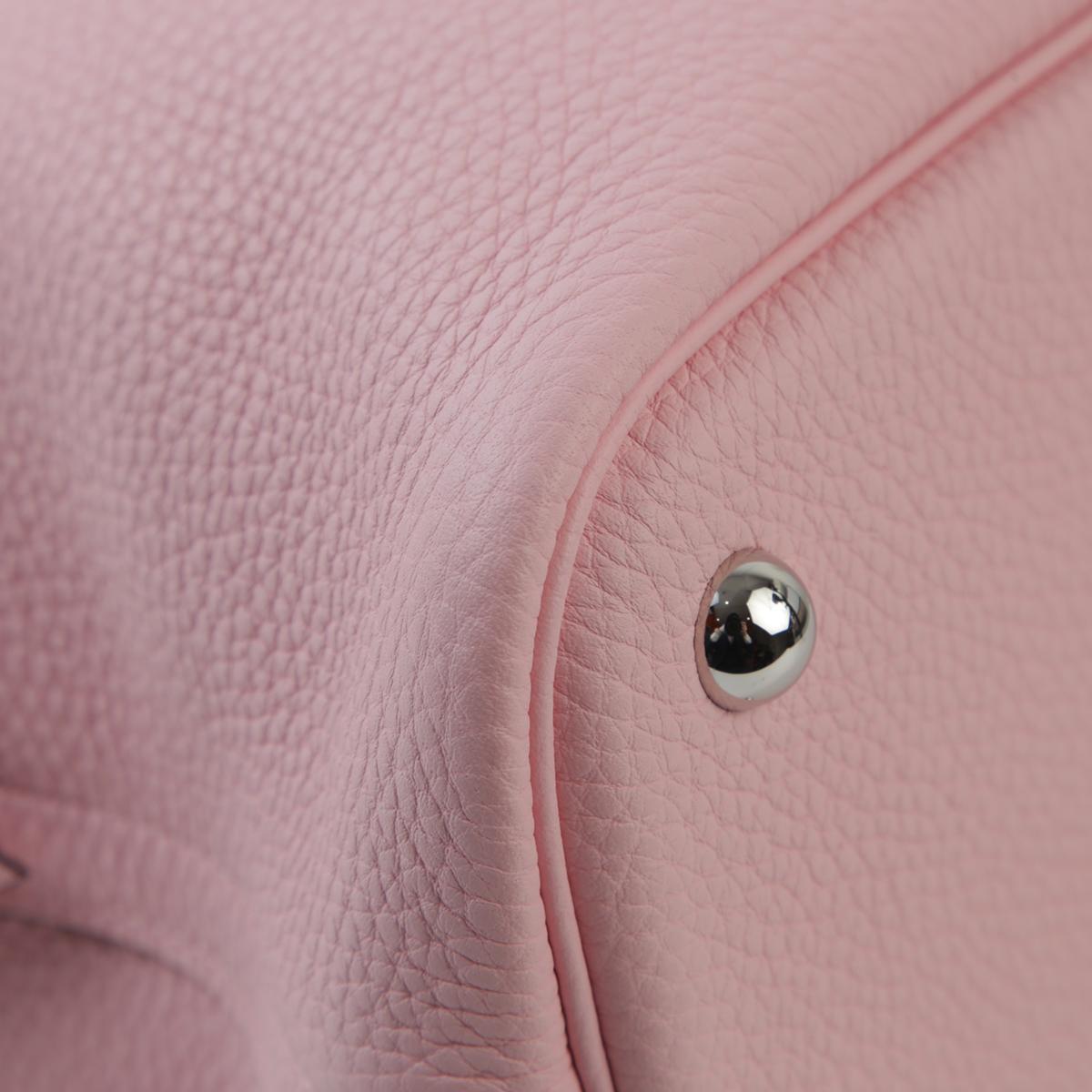 HERMÈS Bolide 31 handbag in Rose Sakura Clemence leather with Palladium hardware - 10