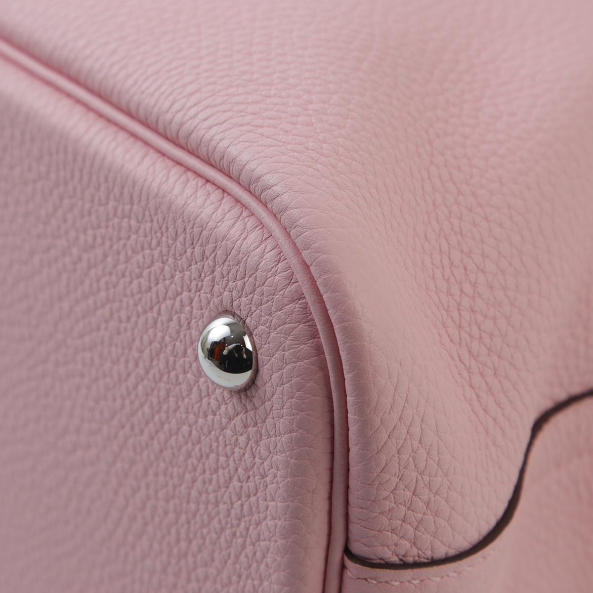 HERMÈS Bolide 31 handbag in Rose Sakura Clemence leather with Palladium hardware - 11