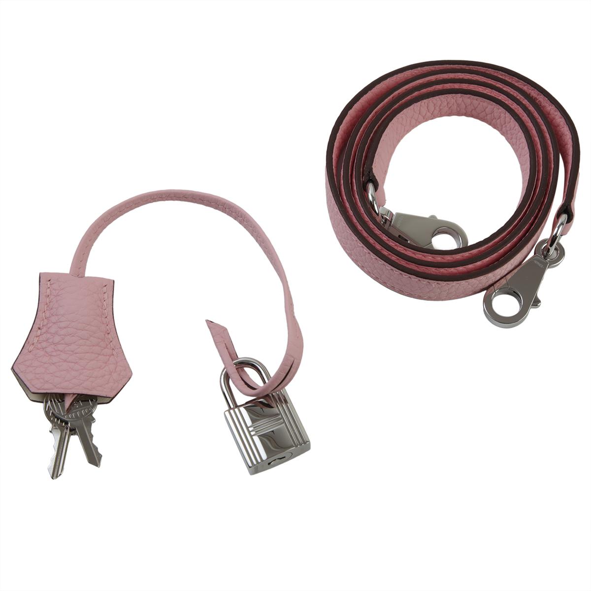 HERMÈS Bolide 31 handbag in Rose Sakura Clemence leather with Palladium hardware - 16