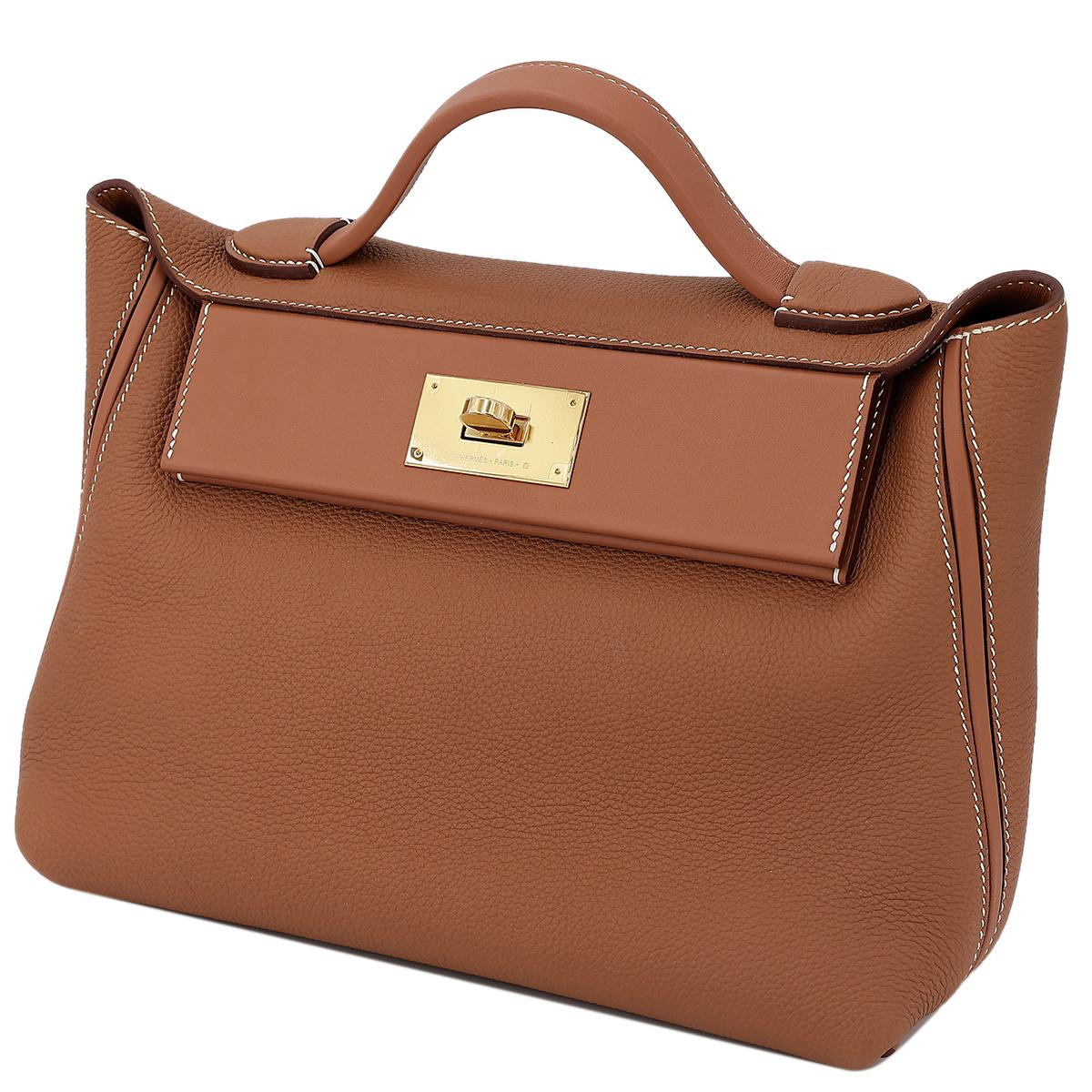 HERMÈS 24/24 - 29 handbag in Gold Togo leather and Swift leather with Gold hardware - 2