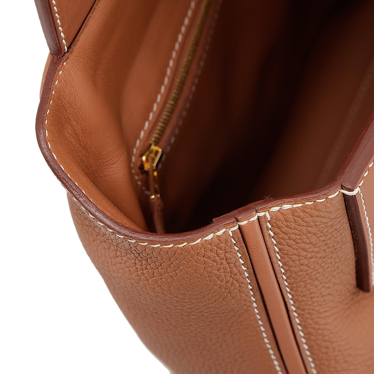 HERMÈS 24/24 - 29 handbag in Gold Togo leather and Swift leather with Gold hardware - 20