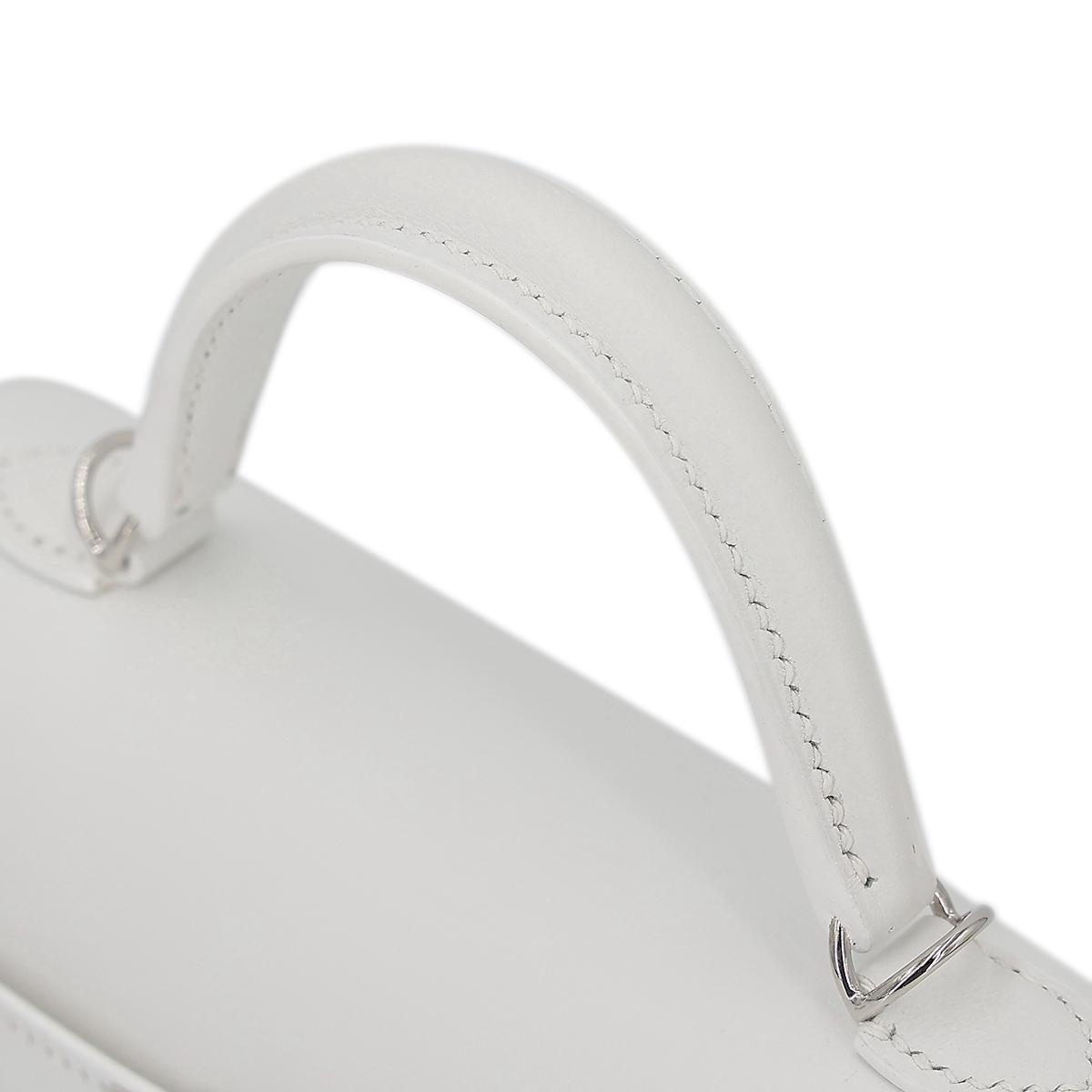 HERMÈS Limited Edition Kelly Picnic Mini handbag in New White Osier Wicker and Swift leather with Palladium hardware - 6