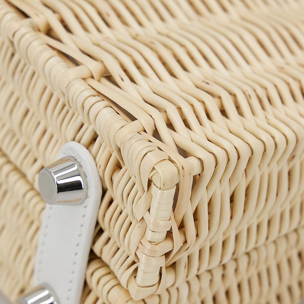 HERMÈS Limited Edition Kelly Picnic Mini handbag in New White Osier Wicker and Swift leather with Palladium hardware - 9