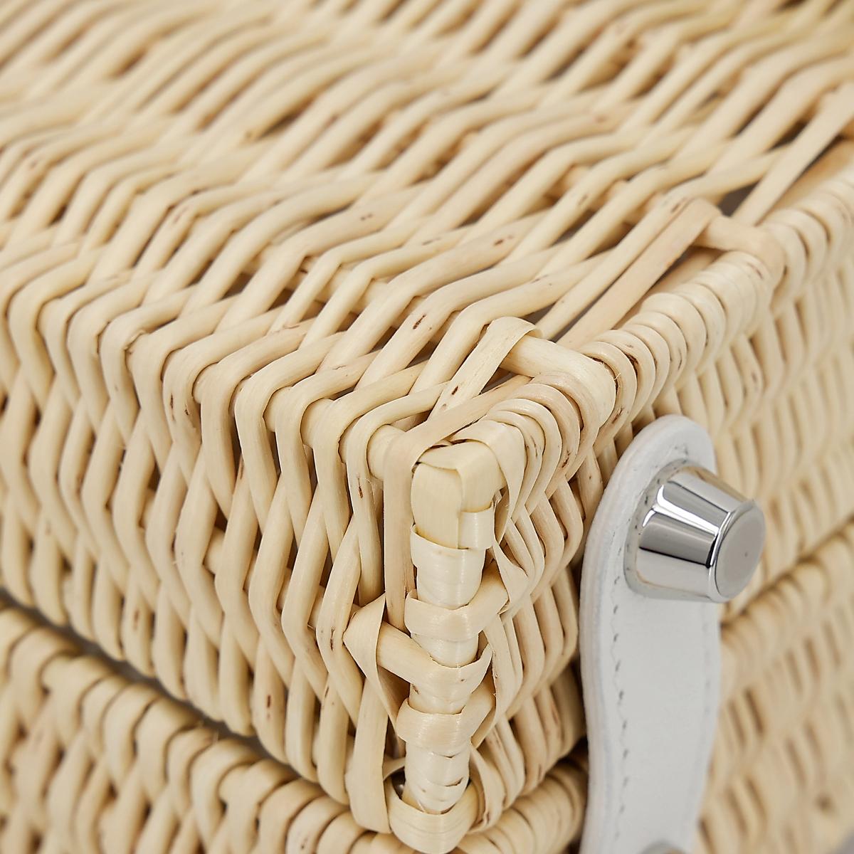 HERMÈS Limited Edition Kelly Picnic Mini handbag in New White Osier Wicker and Swift leather with Palladium hardware - 8