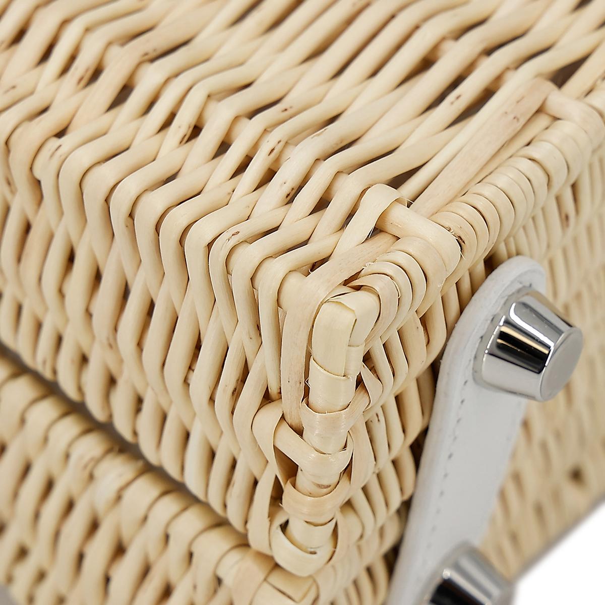 HERMÈS Limited Edition Kelly Picnic Mini handbag in New White Osier Wicker and Swift leather with Palladium hardware - 10