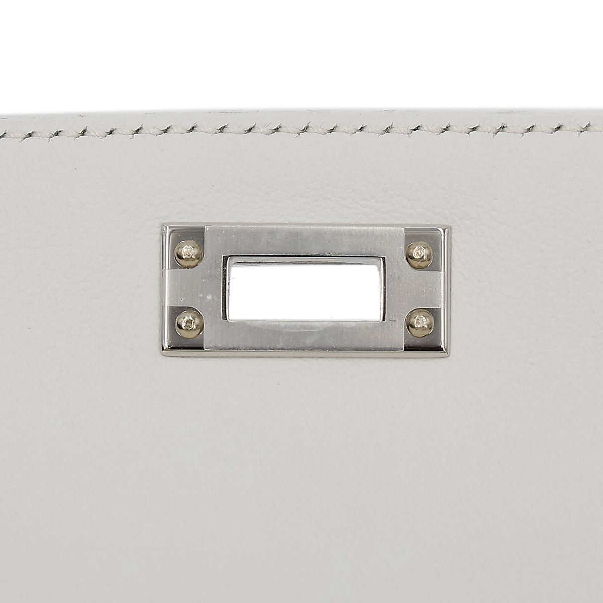 HERMÈS Limited Edition Kelly Picnic Mini handbag in New White Osier Wicker and Swift leather with Palladium hardware - 15
