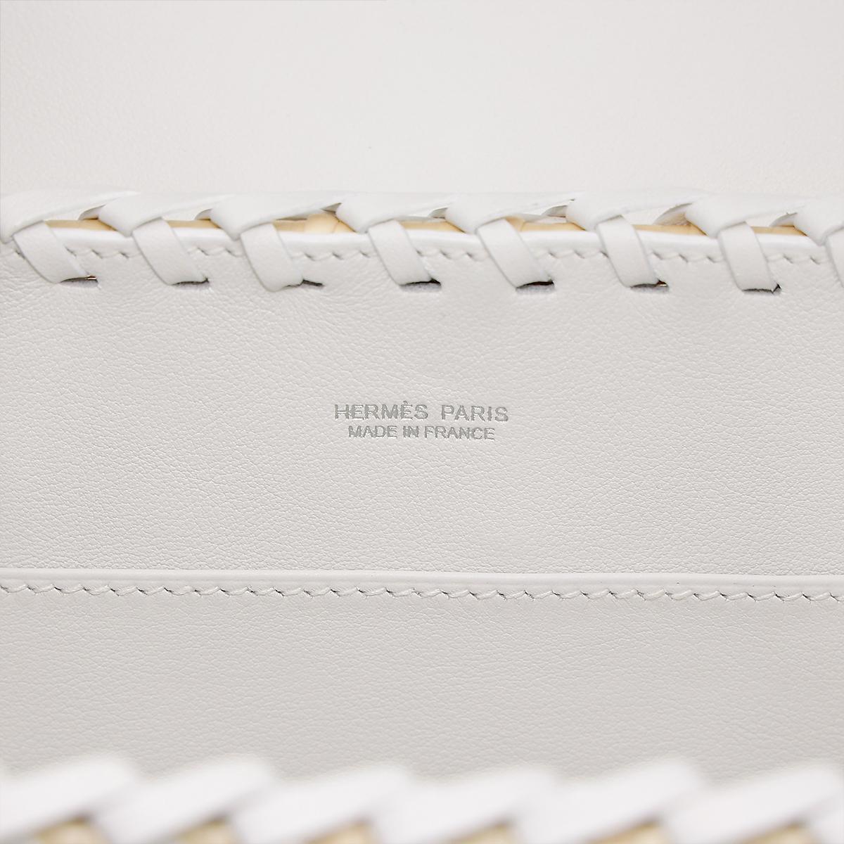 HERMÈS Limited Edition Kelly Picnic Mini handbag in New White Osier Wicker and Swift leather with Palladium hardware - 17