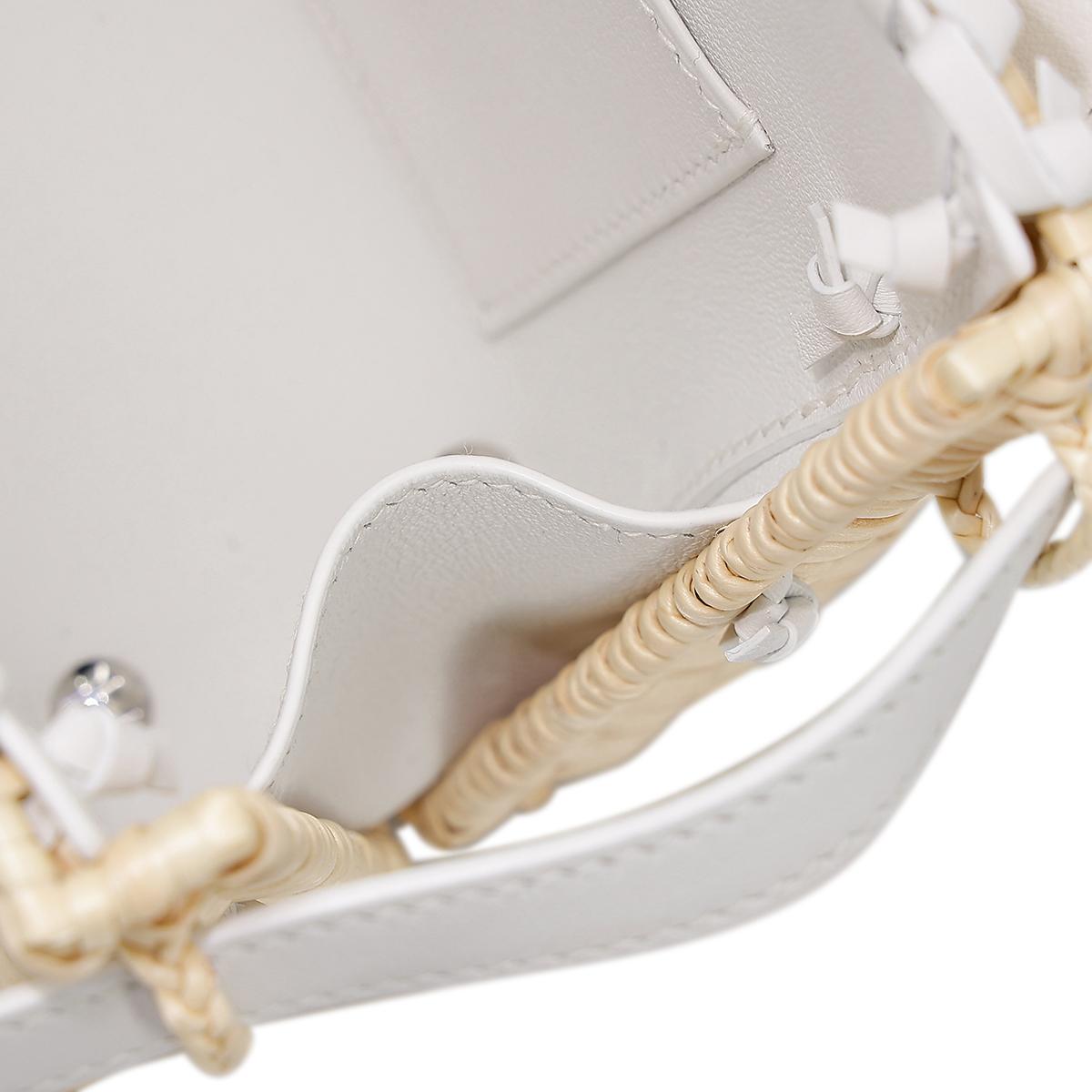 HERMÈS Limited Edition Kelly Picnic Mini handbag in New White Osier Wicker and Swift leather with Palladium hardware - 20