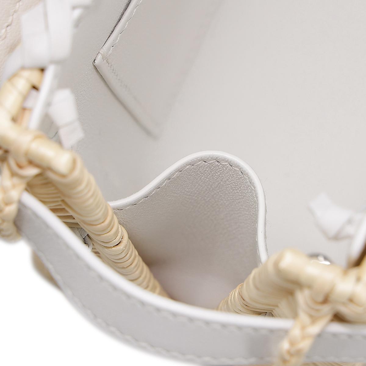 HERMÈS Limited Edition Kelly Picnic Mini handbag in New White Osier Wicker and Swift leather with Palladium hardware - 21