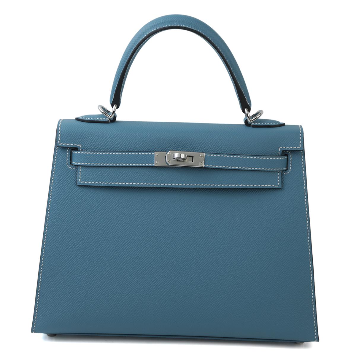 Brand New ( Rank N ) HERMÈS Kelly 25 New Bleu Jean (D2) Epsom Palladium hardware B (2023) - 1