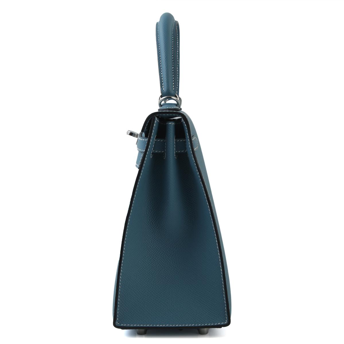 Brand New ( Rank N ) HERMÈS Kelly 25 New Bleu Jean (D2) Epsom Palladium hardware B (2023) - 4