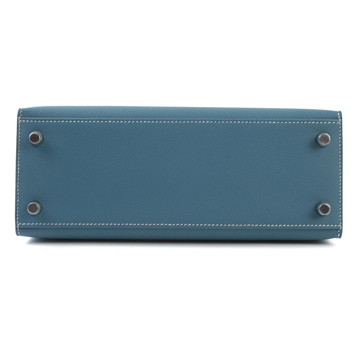 Brand New ( Rank N ) HERMÈS Kelly 25 New Bleu Jean (D2) Epsom Palladium hardware B (2023) - 7