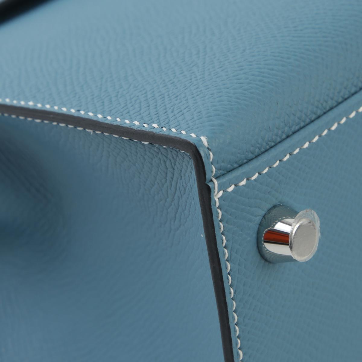 Brand New ( Rank N ) HERMÈS Kelly 25 New Bleu Jean (D2) Epsom Palladium hardware B (2023) - 8