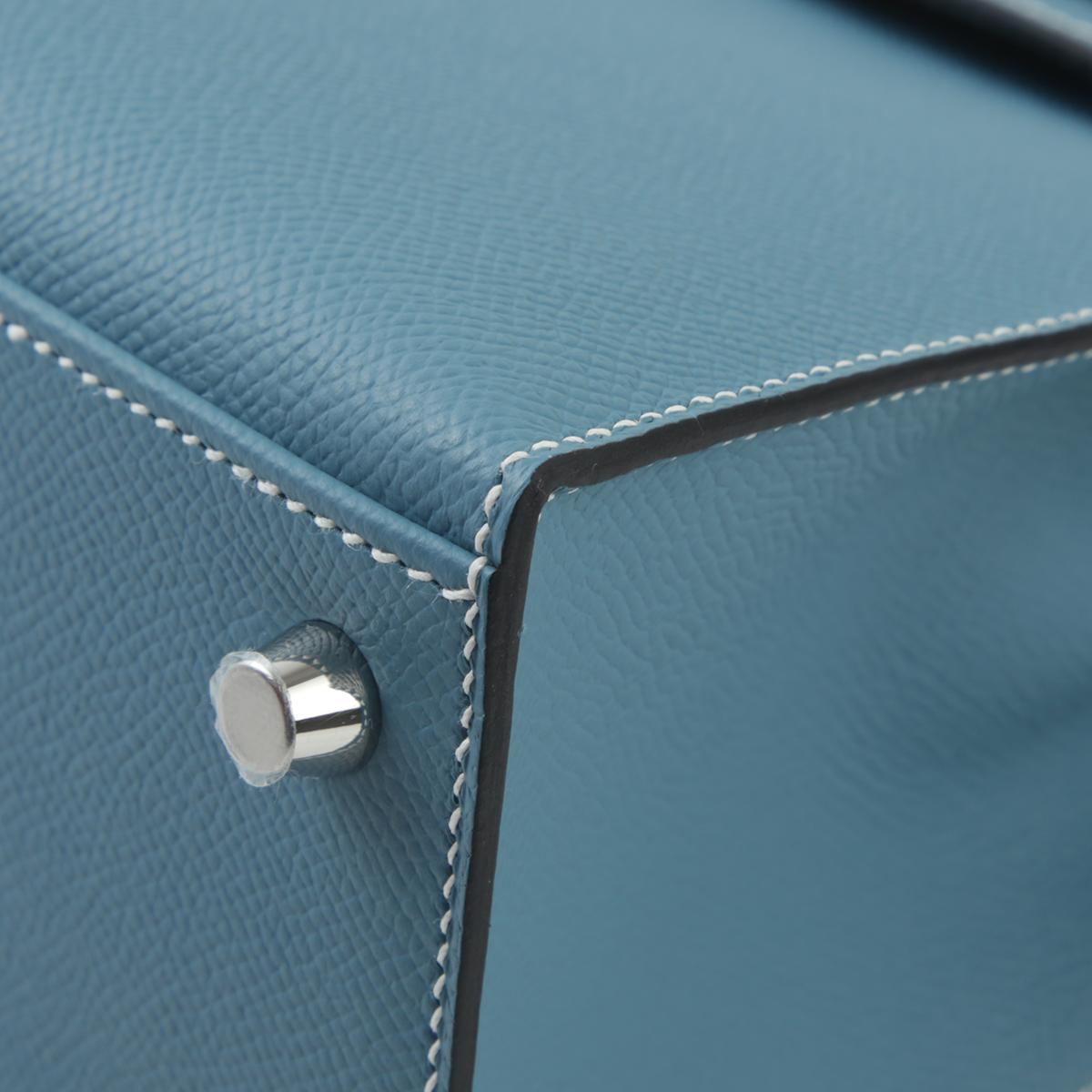 Brand New ( Rank N ) HERMÈS Kelly 25 New Bleu Jean (D2) Epsom Palladium hardware B (2023) - 9