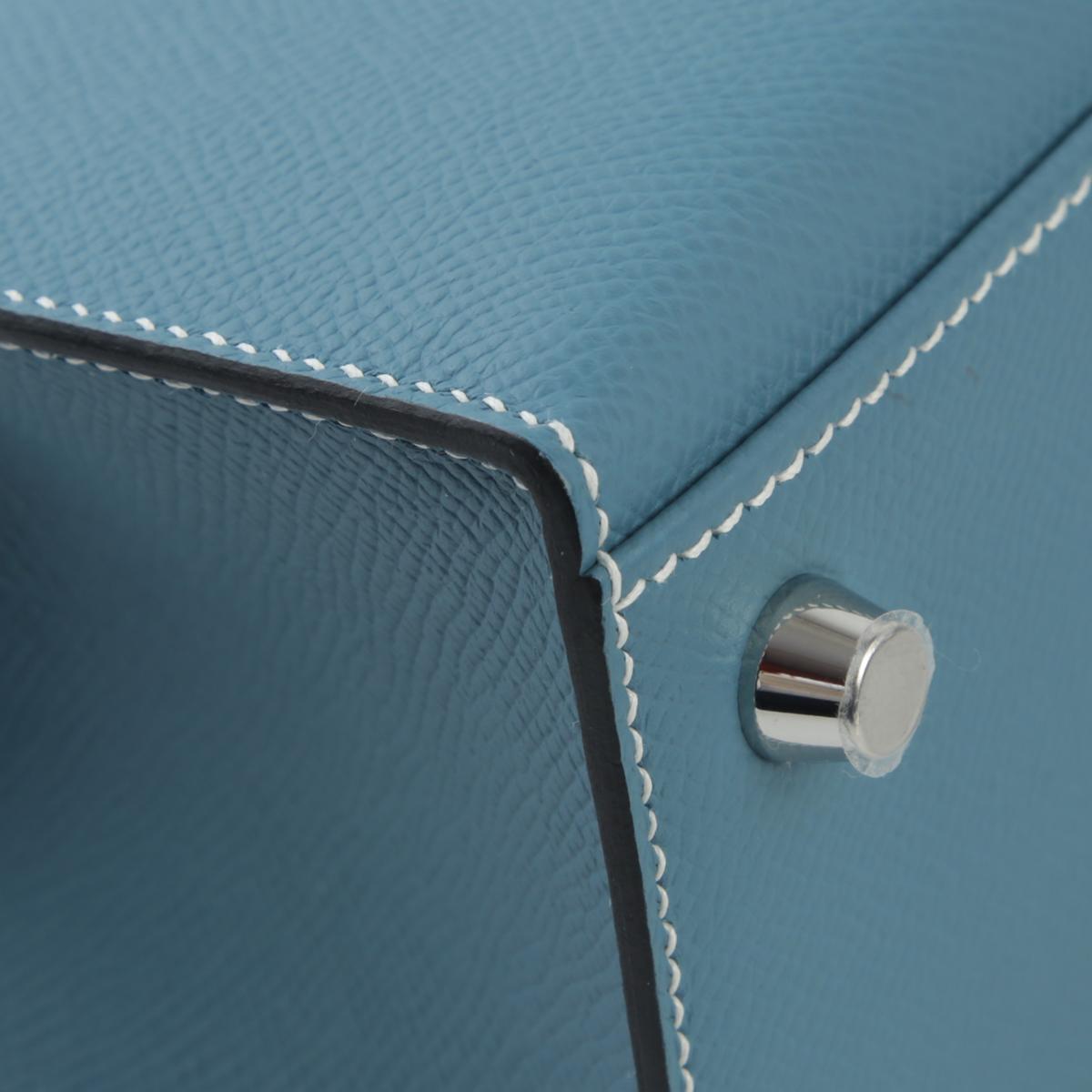 Brand New ( Rank N ) HERMÈS Kelly 25 New Bleu Jean (D2) Epsom Palladium hardware B (2023) - 10