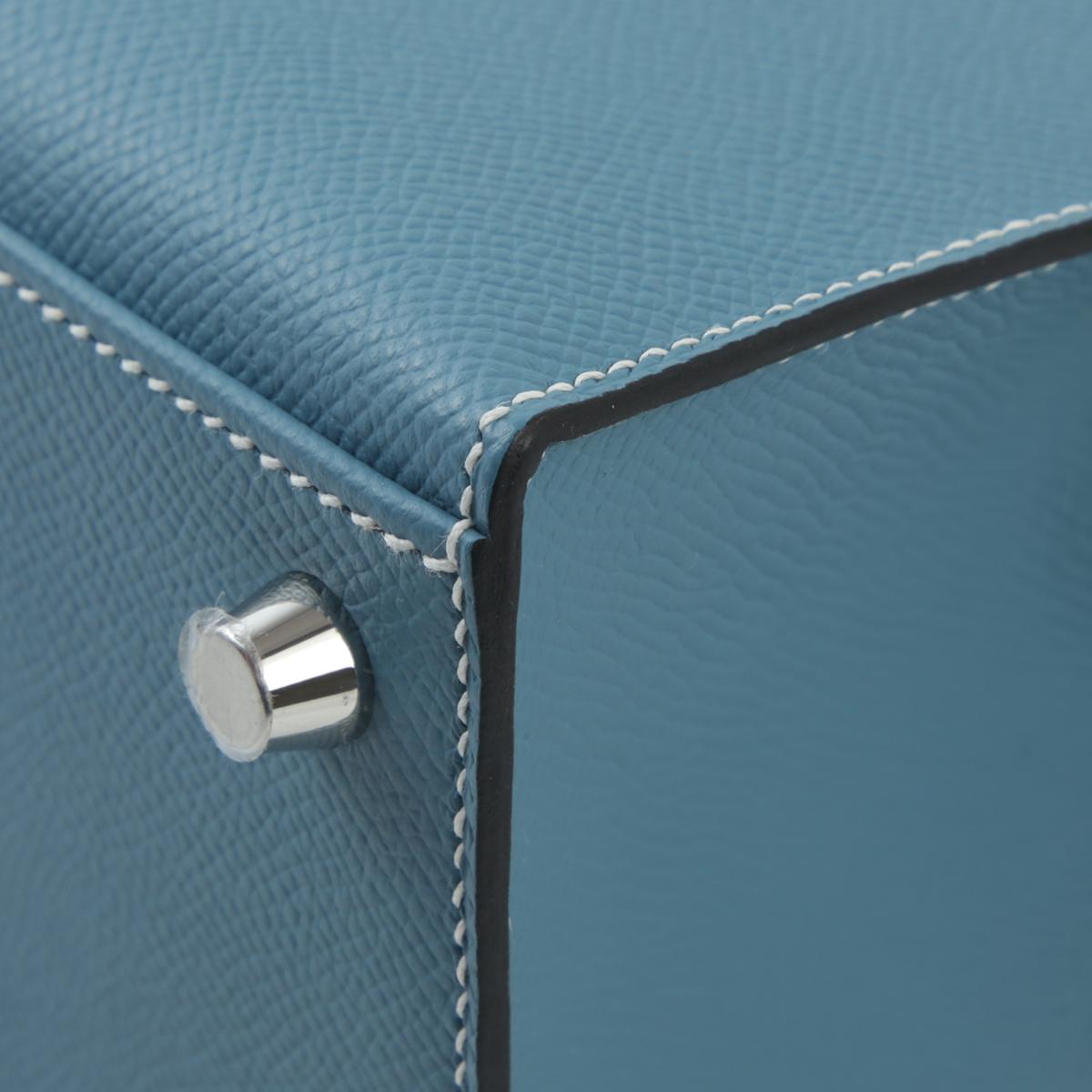Brand New ( Rank N ) HERMÈS Kelly 25 New Bleu Jean (D2) Epsom Palladium hardware B (2023) - 11