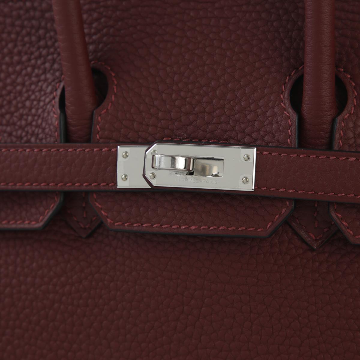 HERMÈS Birkin 25 handbag in Rouge H Togo leather with Rouge Venitien interior and Palladium hardware - 12