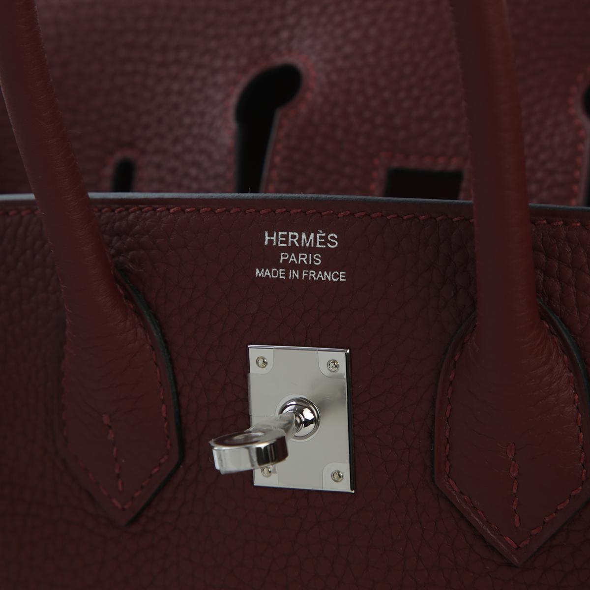 HERMÈS Birkin 25 handbag in Rouge H Togo leather with Rouge Venitien interior and Palladium hardware - 13