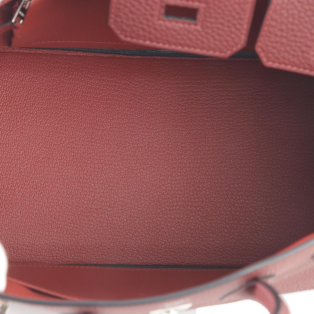 HERMÈS Birkin 25 handbag in Rouge H Togo leather with Rouge Venitien interior and Palladium hardware - 14