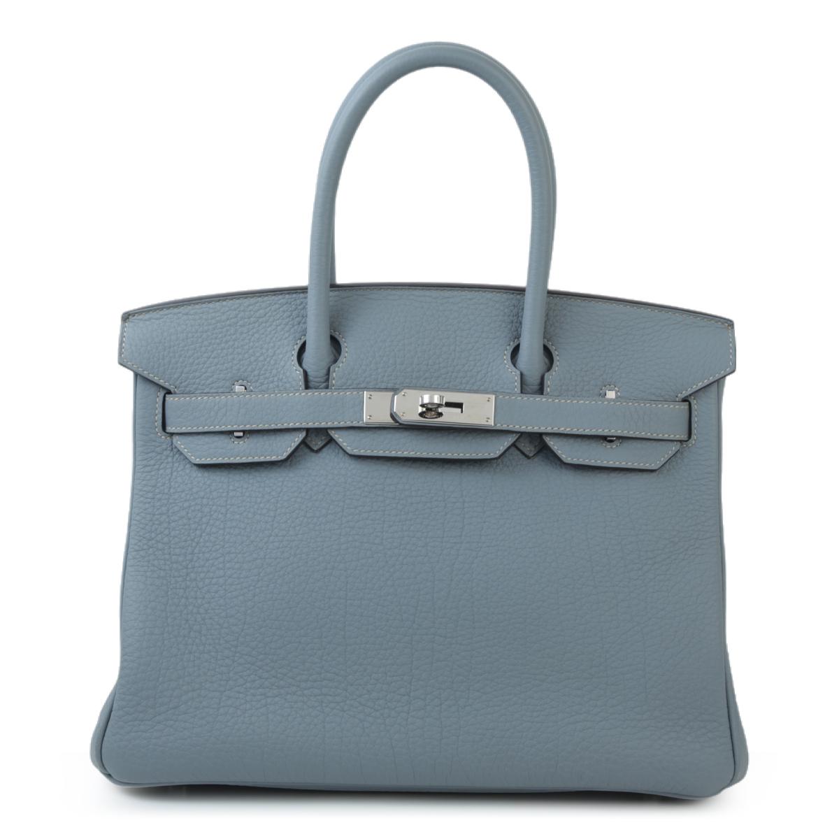 [中古] HERMÈS 爱马仕 Birkin 30 铂金包 J7 Bleu Lin 亚麻蓝 Togo小牛皮 银扣 - 1