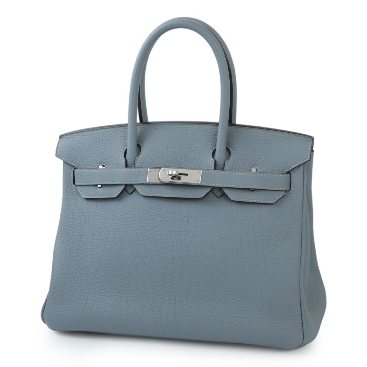 [中古] HERMÈS 爱马仕 Birkin 30 铂金包 J7 Bleu Lin 亚麻蓝 Togo小牛皮 银扣 - 2