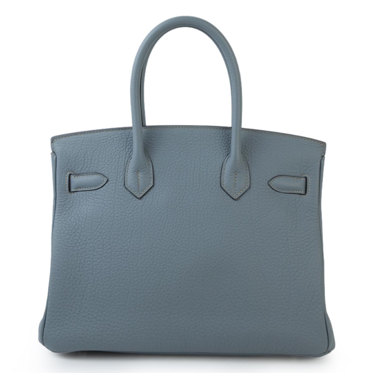 [中古] HERMÈS 爱马仕 Birkin 30 铂金包 J7 Bleu Lin 亚麻蓝 Togo小牛皮 银扣 - 3