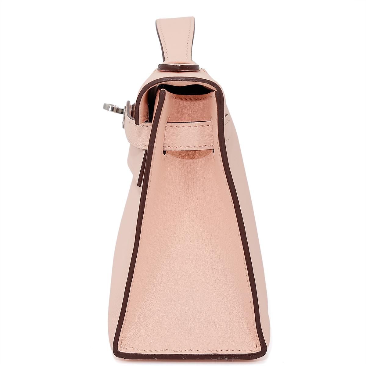 HERMÈS Kelly Pochette handbag in Rose Eglantine Swift leather with Palladium hardware - 3