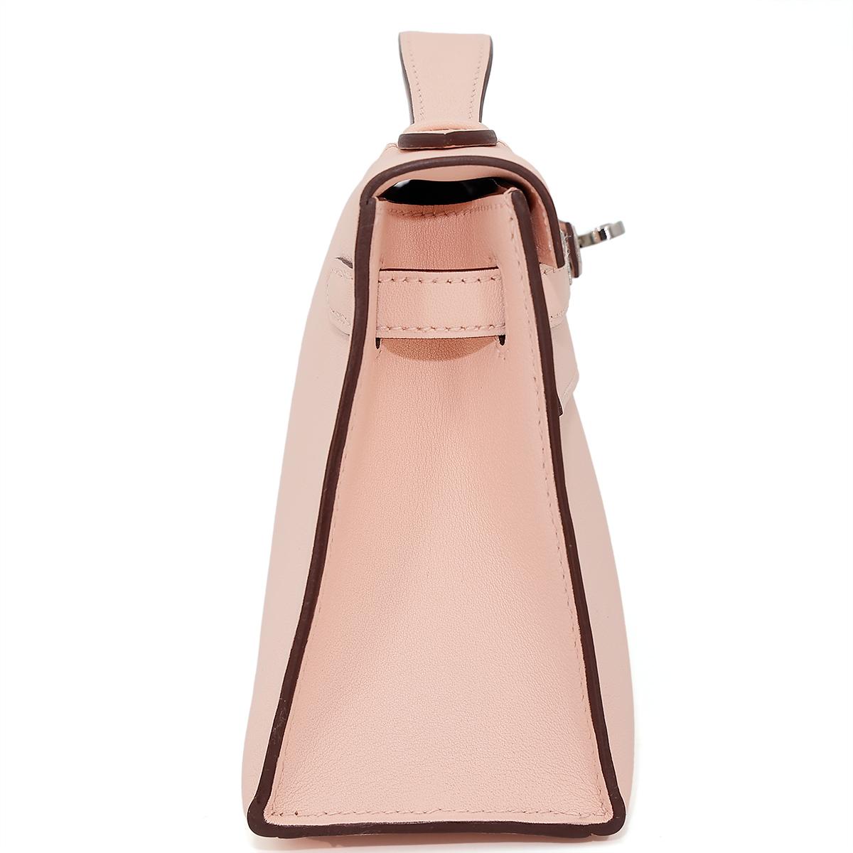 HERMÈS Kelly Pochette handbag in Rose Eglantine Swift leather with Palladium hardware - 4