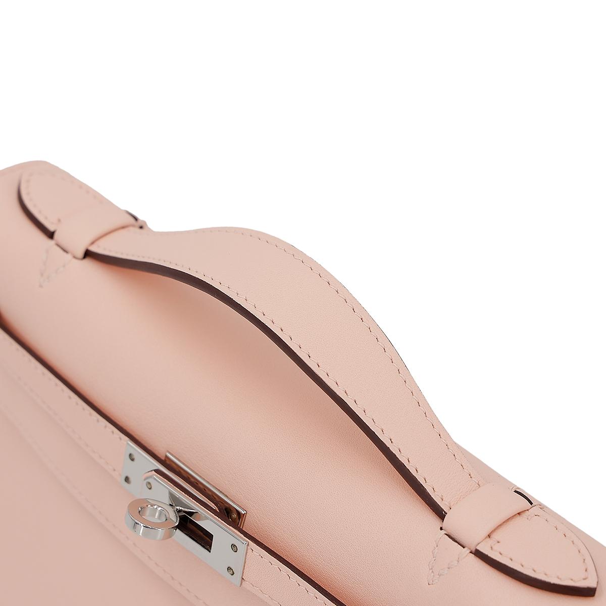 HERMÈS Kelly Pochette handbag in Rose Eglantine Swift leather with Palladium hardware - 5