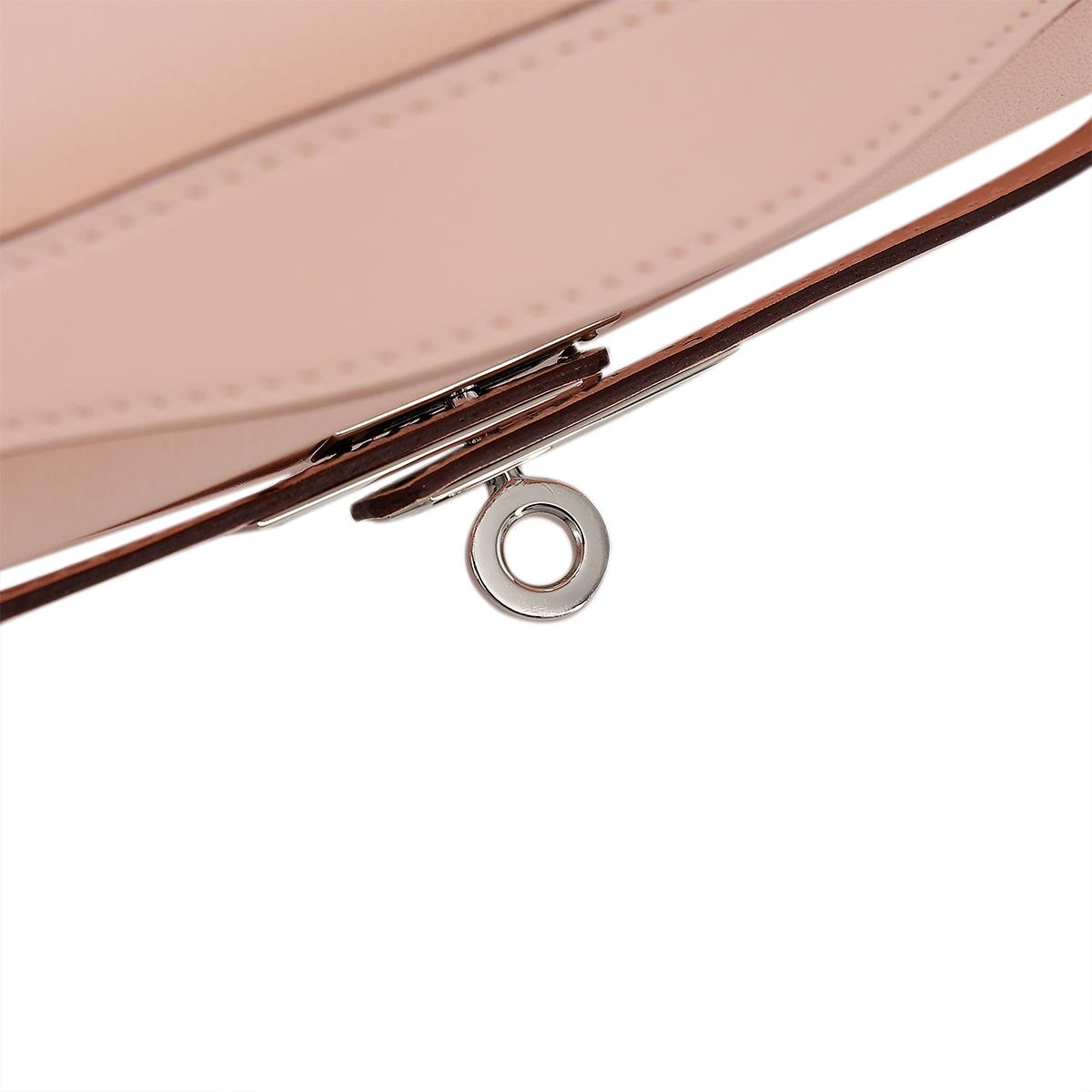 HERMÈS Kelly Pochette handbag in Rose Eglantine Swift leather with Palladium hardware - 11