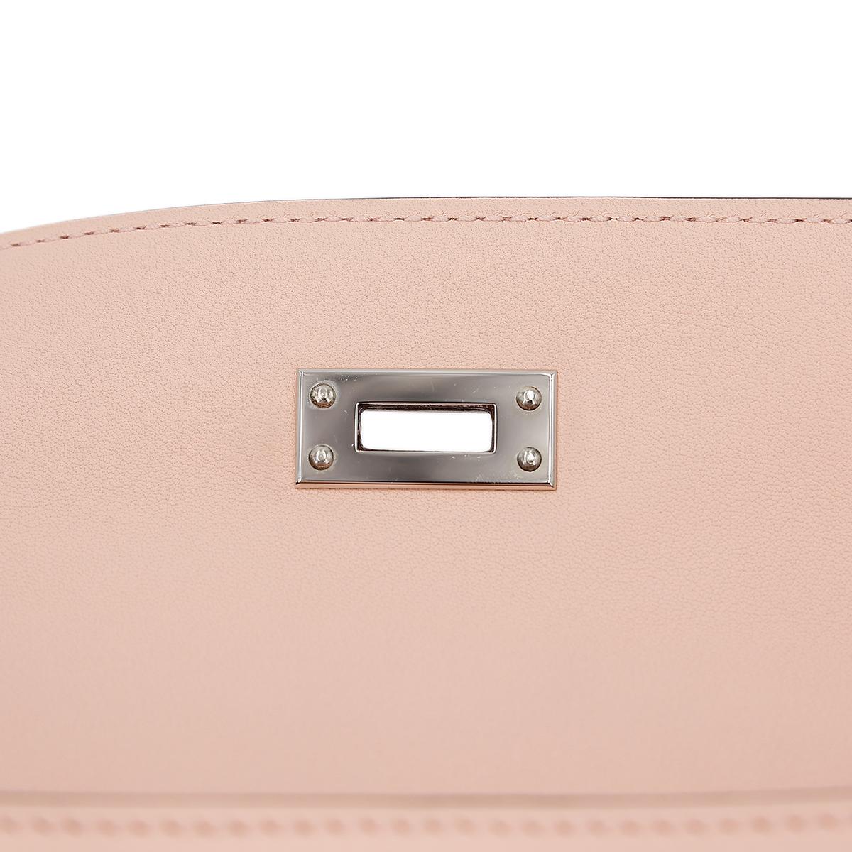 HERMÈS Kelly Pochette handbag in Rose Eglantine Swift leather with Palladium hardware - 14