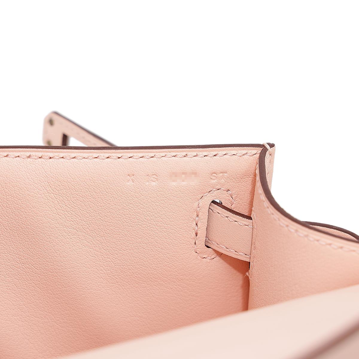 HERMÈS Kelly Pochette handbag in Rose Eglantine Swift leather with Palladium hardware - 23